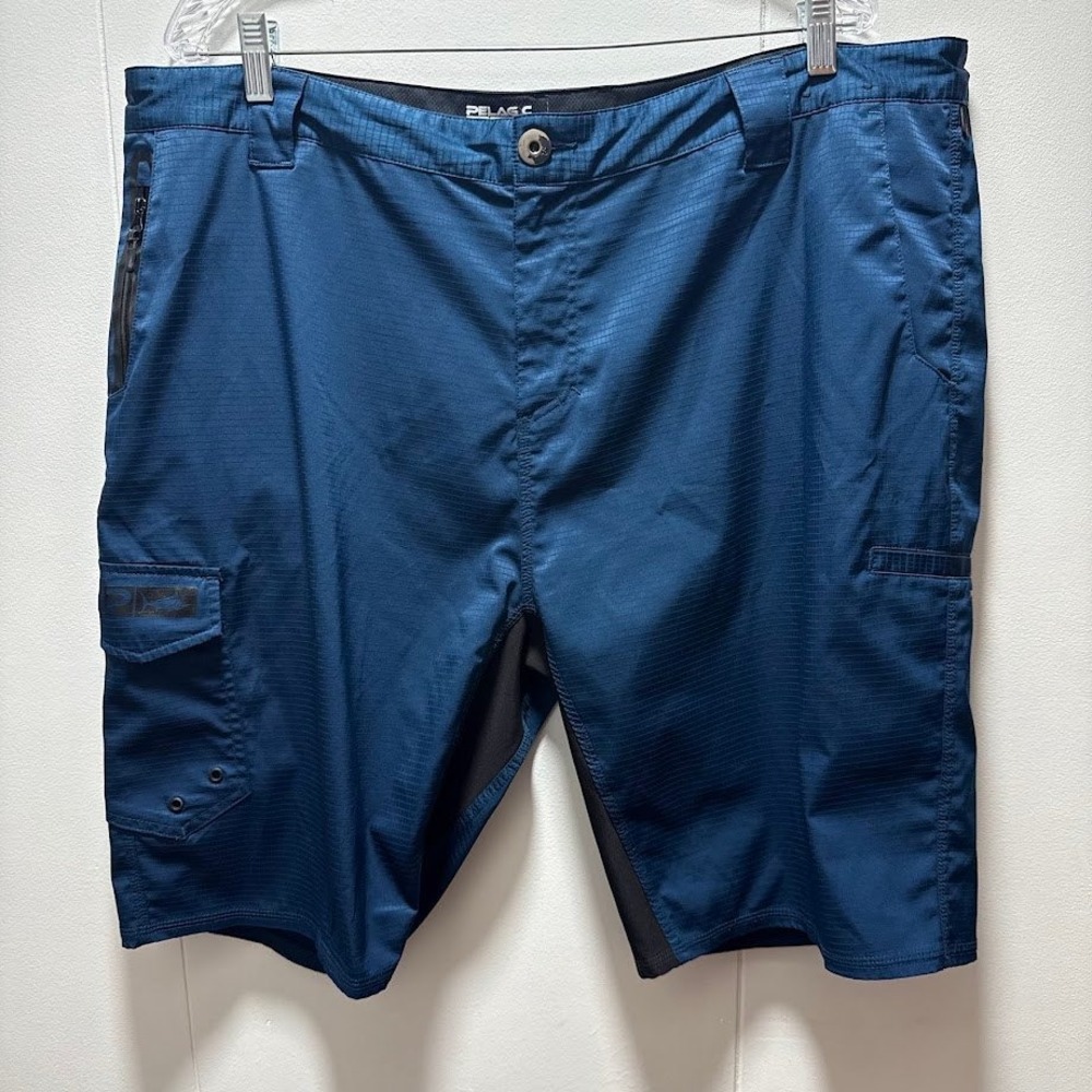 Pelagic Dri-Flex Mens Fishing Shorts Blue Ripstop Cargo Board Shorts Size 40